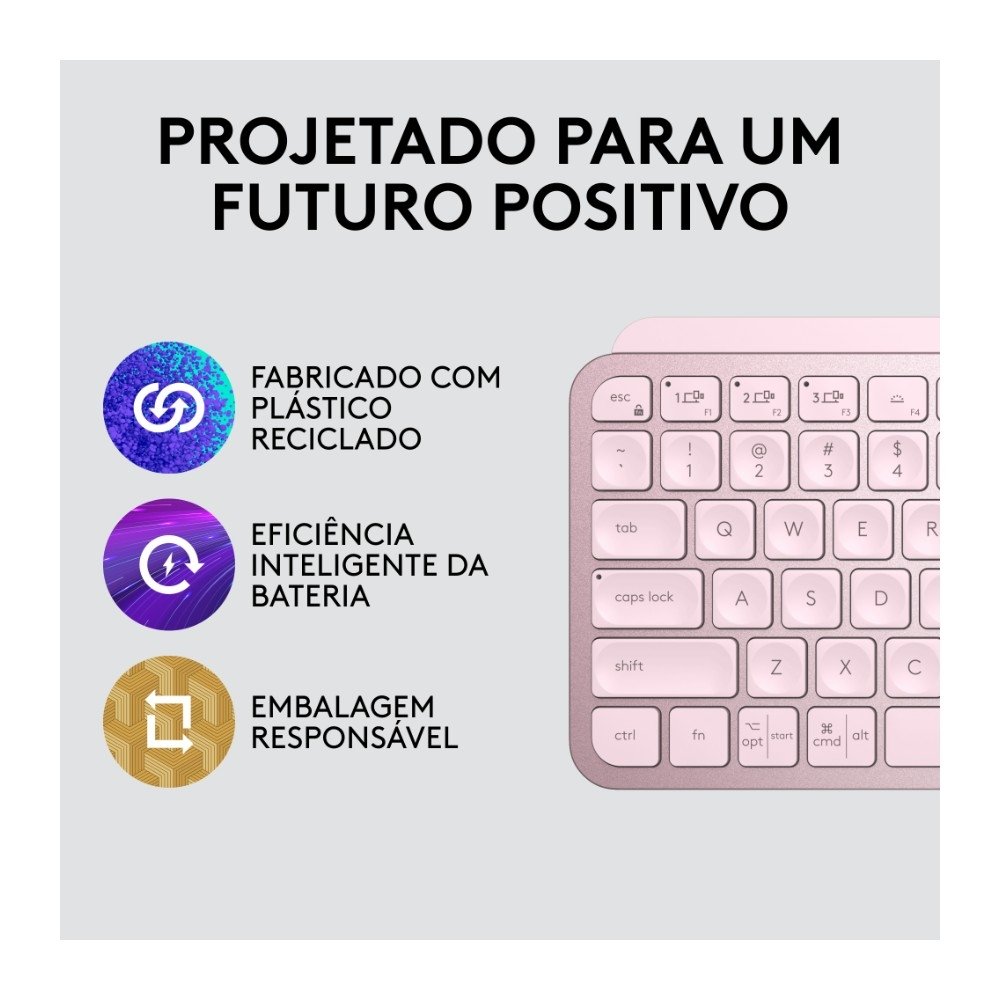 Teclado Logitech MX Keys Mini Rosa | KaBuM!