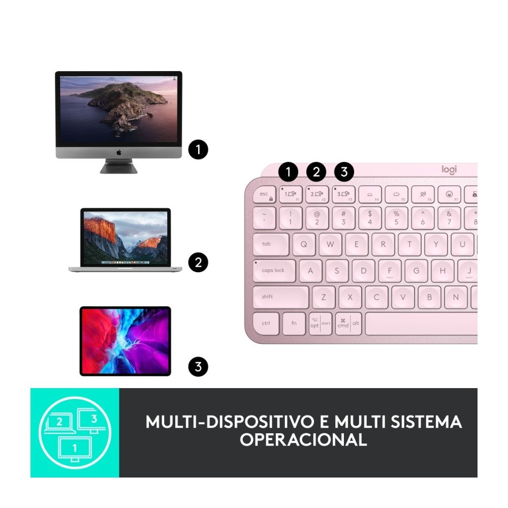 Teclado Logitech MX Keys Mini Rosa | KaBuM!