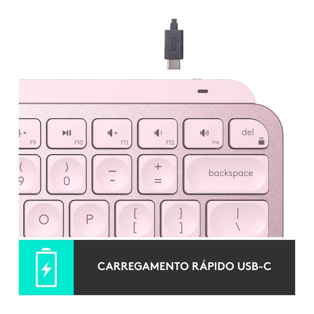Teclado Logitech MX Keys Mini Rosa | KaBuM!