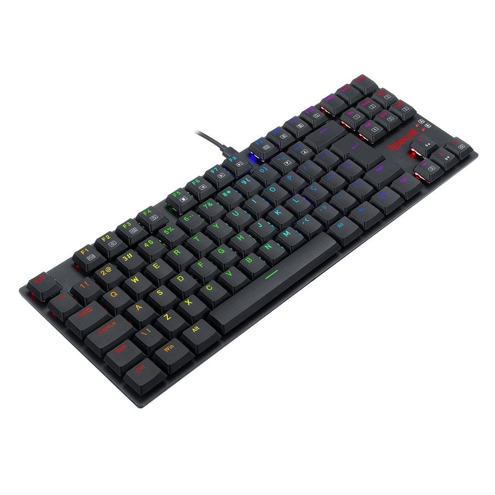 Teclado Mecânico Gamer Redragon APS, RGB, Switch Redragon Blue, ABNT2, Preto - Low Profile - K607 RGB (PT-BLUE)