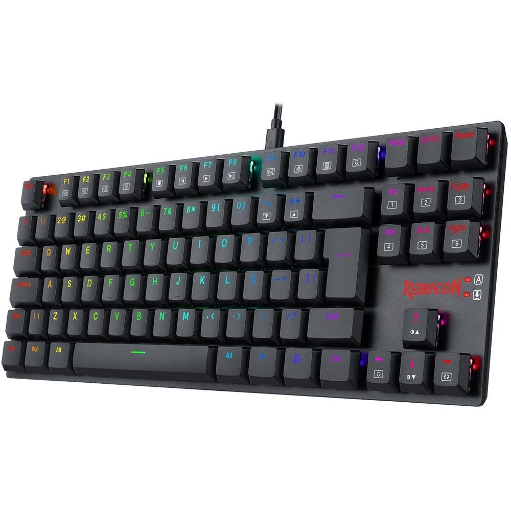 Teclado Mecânico Gamer Redragon APS, RGB, Switch Redragon Blue, ABNT2, Preto - Low Profile - K607 RGB (PT-BLUE)