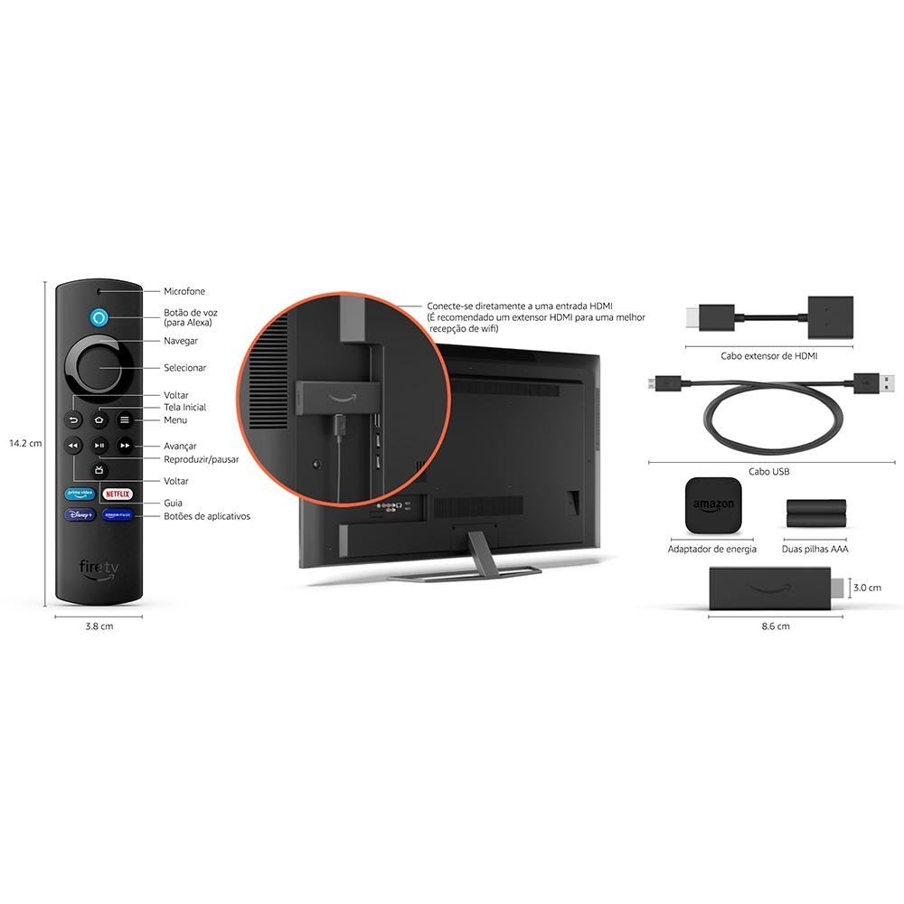 Fire TV Stick Lite (2ª Geração) Full HD, com Controle Remoto por Voz com Alexa, Preto - B091G767YB Fire TV Stick Lite (2ª Geração) Full HD, com Controle Remoto por Voz com Alexa, Preto - B091G767YB