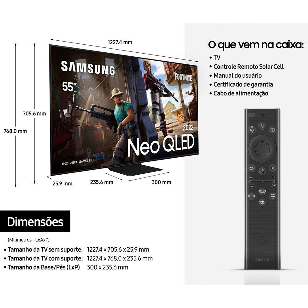 Smart Gaming TV Samsung 55 Polegadas Neo QLED 4K, 4 HDMI, Bluetooth, Wi-Fi, 120hz, IA, Game Motion Plus, Alexa, Preto - QN55QN90BAGXZD Smart Gaming TV Samsung 55 Polegadas Neo QLED 4K, 4 HDMI, Bluetooth, Wi-Fi, 120hz, IA, Game Motion Plus, Alexa, Preto - QN55QN90BAGXZD