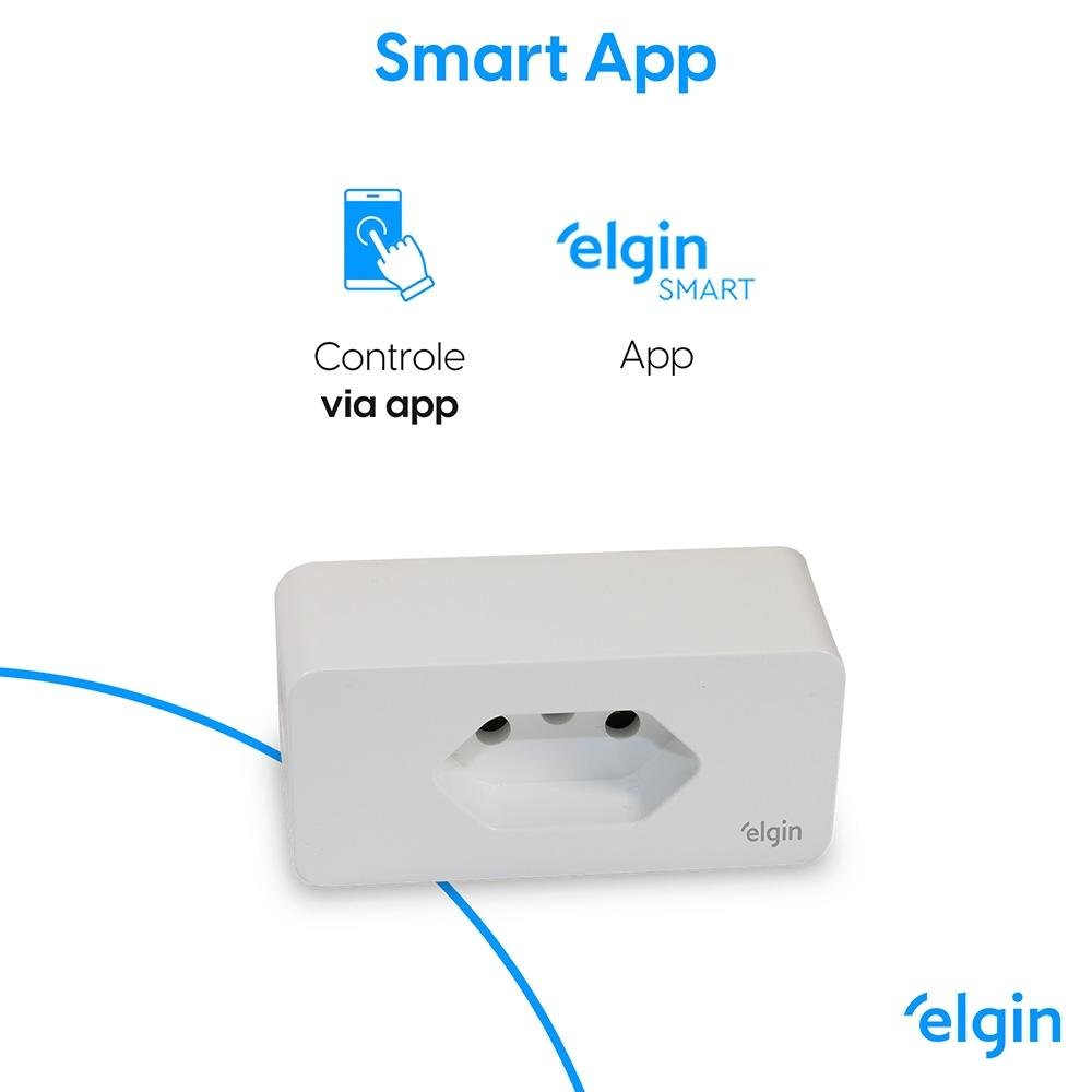 Plug de Tomada Smart Elgin, 2500W, 10A, Wifi, Comando de Voz, Bivolt, Branco - 48PLUGWIFI10