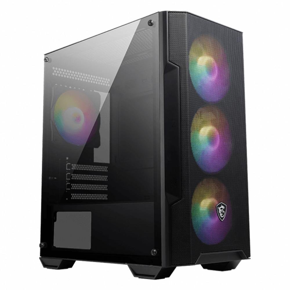 Gabinete Gamer MSI MAG Forge M100A, Mid Tower, Lateral em Acrílico, 4x FANs ARGB, M-ATX, Preto - M100A