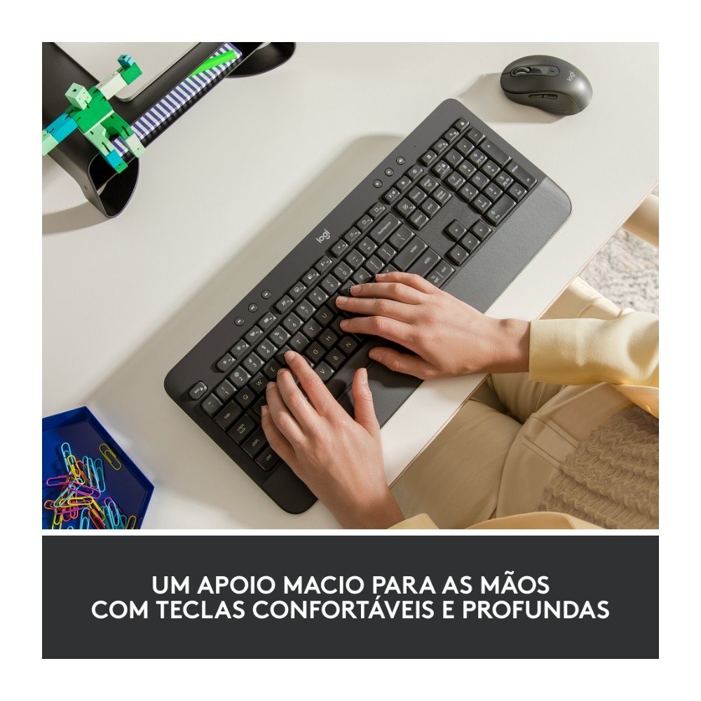 Teclado Sem Fio Logitech Signature K650, Bluetooth, USB, Com Apoio para as Mãos, US, Grafite - 920-010911