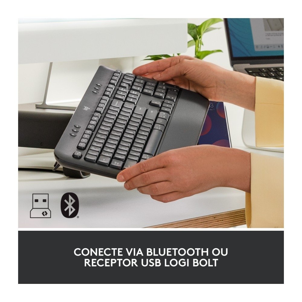 Teclado Sem Fio Logitech Signature K650, Bluetooth, USB, Com Apoio para as Mãos, US, Grafite - 920-010911