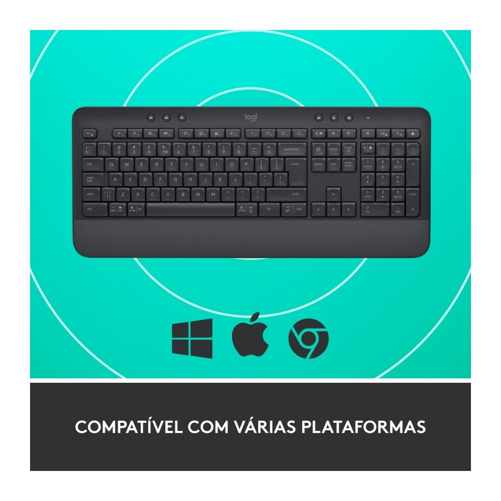 Teclado Sem Fio Logitech Signature K650, Bluetooth, USB, Com Apoio para as Mãos, US, Grafite - 920-010911