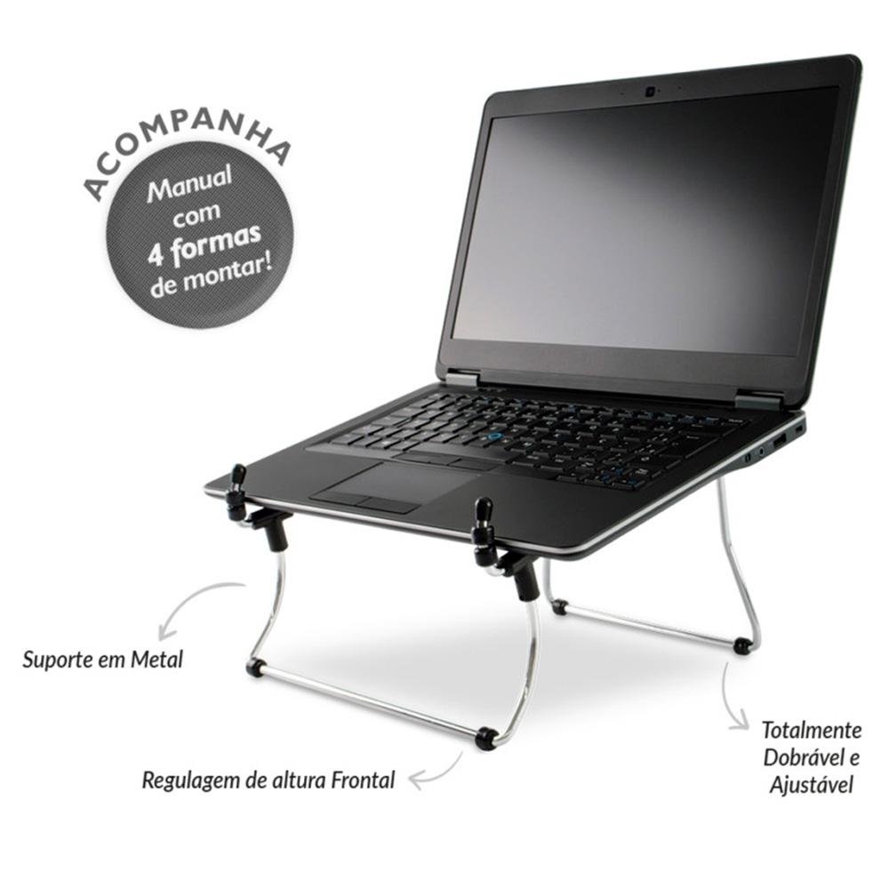 Suporte para Notebook Reliza Steel, Múltiplas Opções de Inclinação, Cromado - 9617