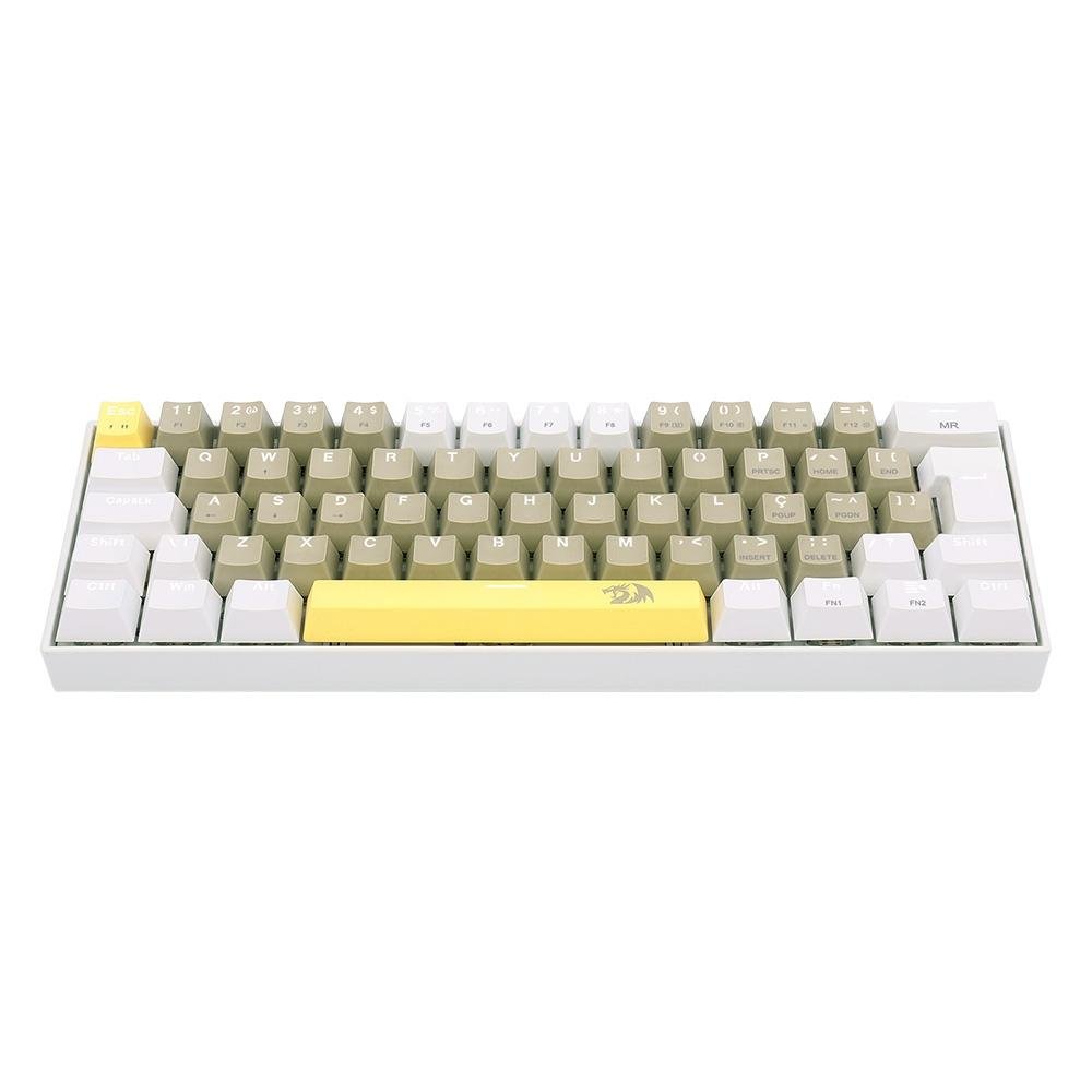 Teclado Gamer Redragon Lakshmi, Switch Brown, Layout 60%, ABNT2, Branco - K606-YL&GY&WT (PT-BROWN) Teclado Gamer Redragon Lakshmi, Switch Brown, Layout 60%, ABNT2, Branco - K606-YL&GY&WT (PT-BROWN)