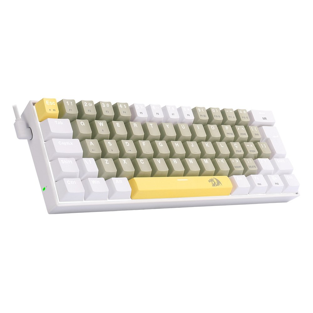 Teclado Gamer Redragon Lakshmi, Switch Brown, Layout 60%, ABNT2, Branco - K606-YL&GY&WT (PT-BROWN) Teclado Gamer Redragon Lakshmi, Switch Brown, Layout 60%, ABNT2, Branco - K606-YL&GY&WT (PT-BROWN)