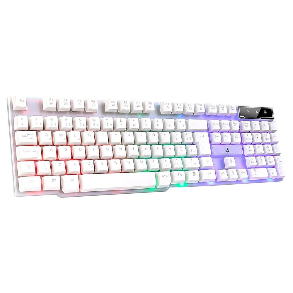 Teclado Semi Mecânico Gamer Rise Mode G1 Full, Membrana, USB, Branco