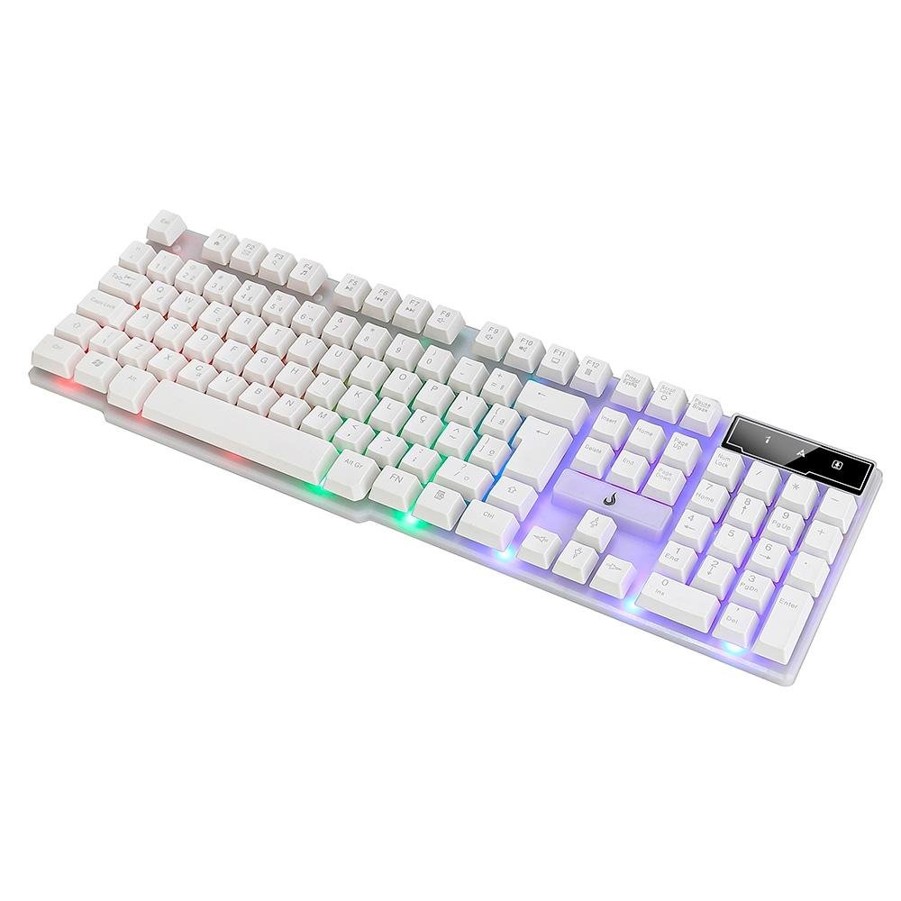 Teclado Semi Mecânico Gamer Rise Mode G1 Full, Membrana, USB, Branco
