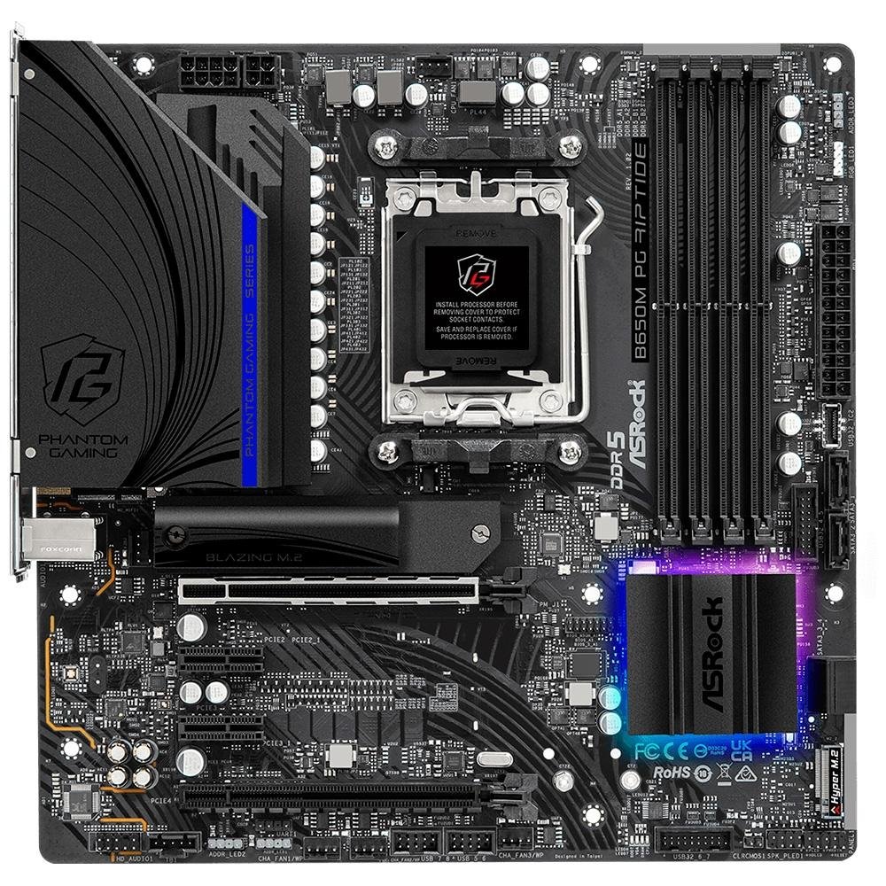 Placa-Mãe ASRock B650M PG Riptide, AMD, Micro ATX, DDR5, Preto - 90-MXBJ9*