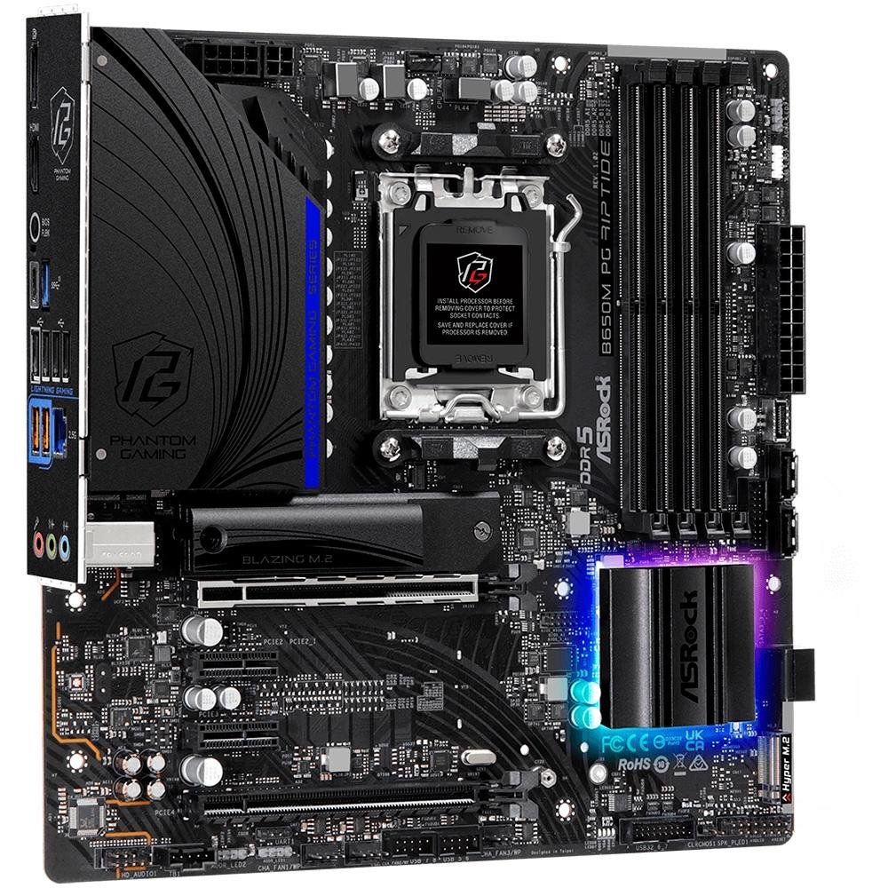 Placa-Mãe ASRock B650M PG Riptide, AMD, Micro ATX, DDR5, Preto - 90-MXBJ9*