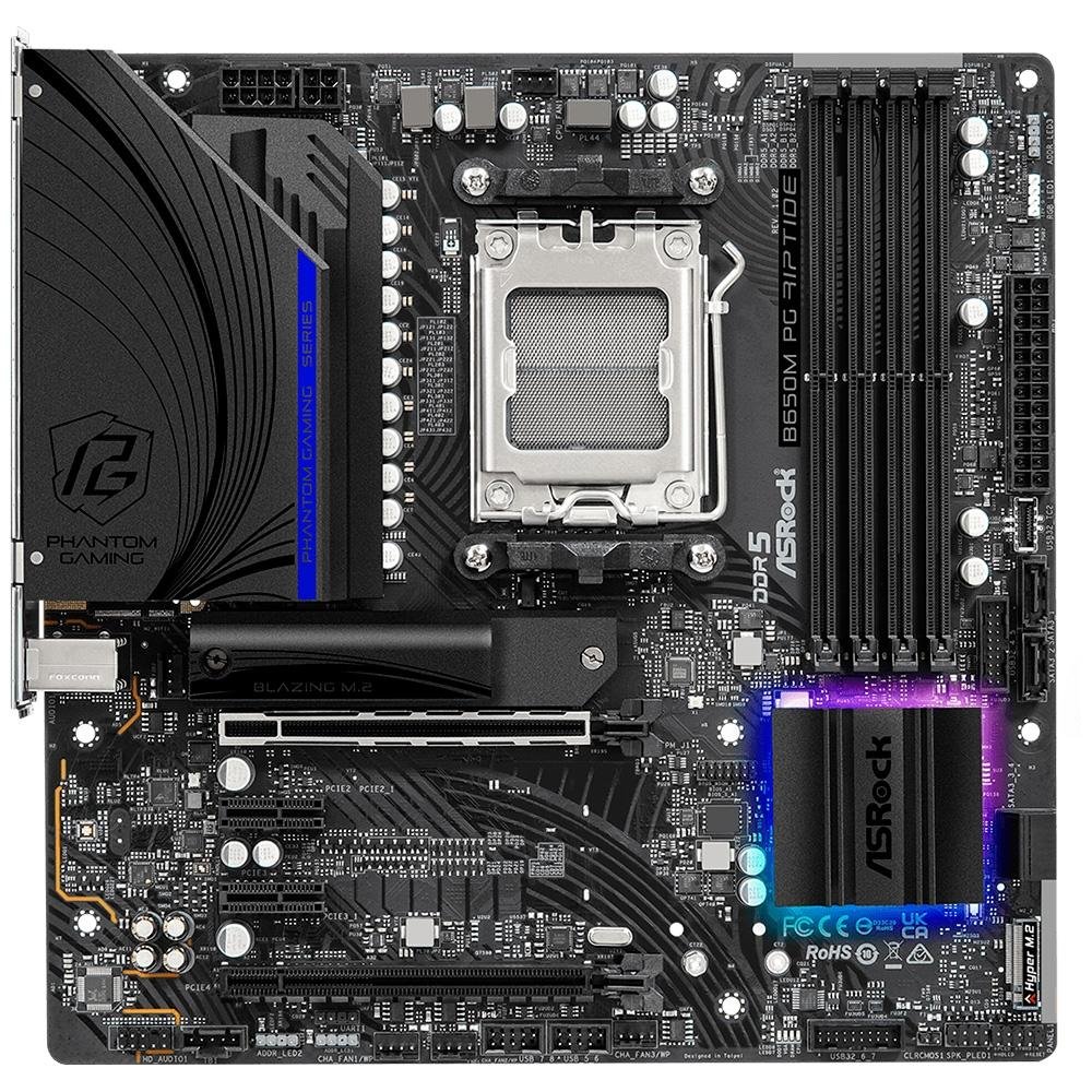 Placa-Mãe ASRock B650M PG Riptide, AMD, Micro ATX, DDR5, Preto - 90-MXBJ9*