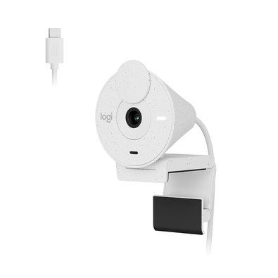Webcam Logitech Brio 300 Full HD, 1080p, 30 FPS, USB-C, Microfone Integrado, Branco - 960-001440