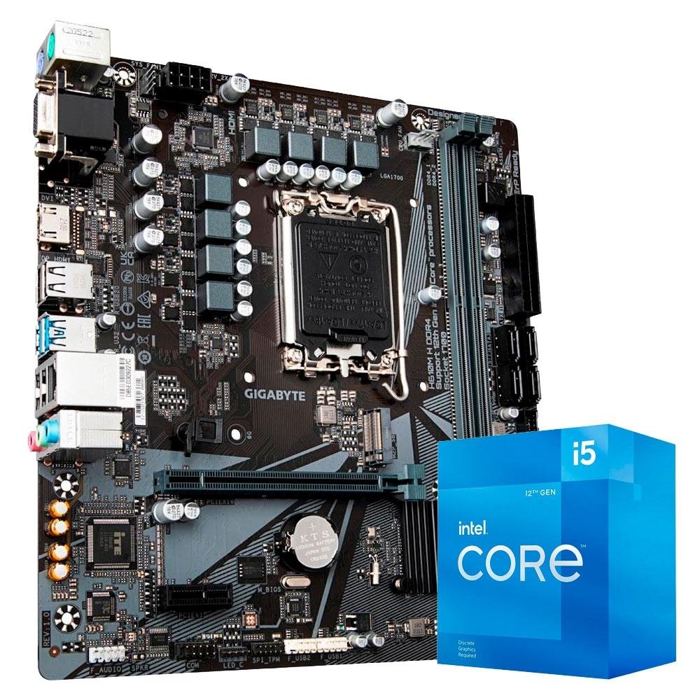 Processador Intel Core i5-12400F + Placa Mãe Gigabyte H610M