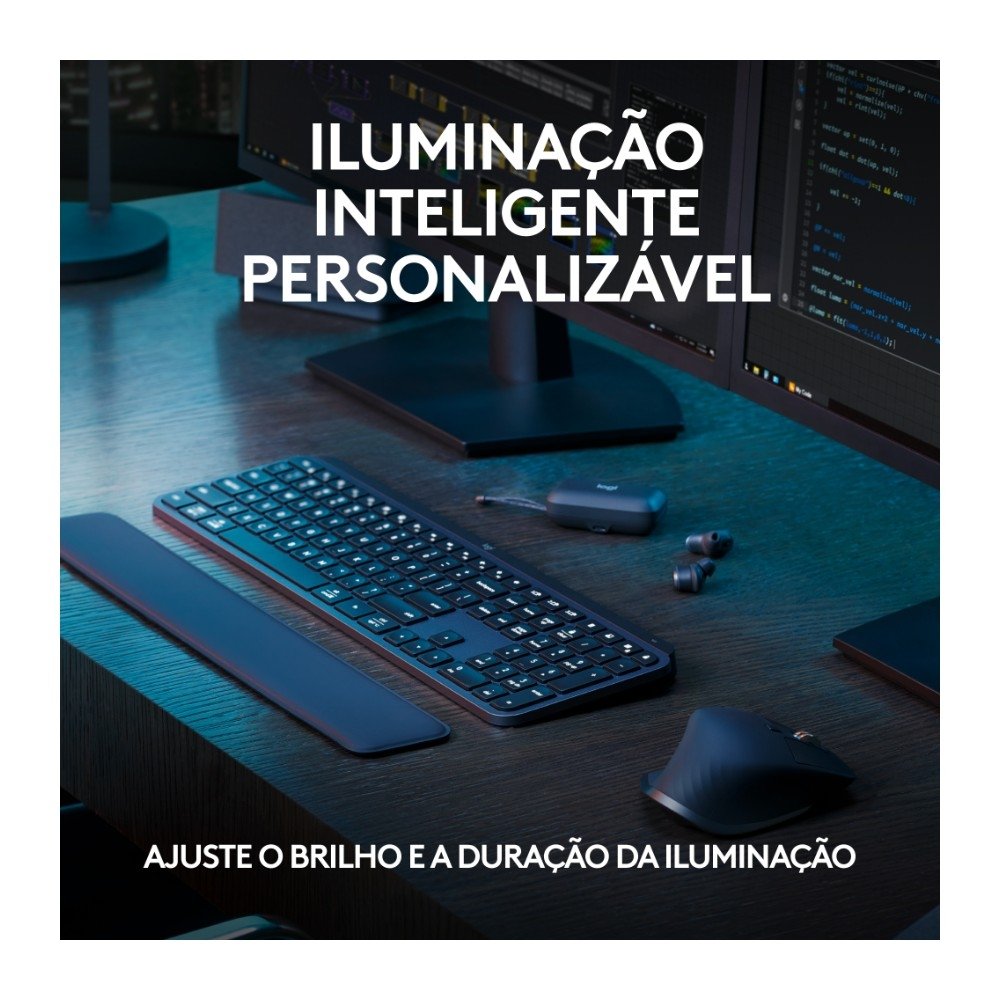 Teclado Sem Fio Logitech MX Keys S, Com Iluminação Inteligente, Bluetooth ou USB, Logi Bolt e Bateria Recarregável, Grafite - 920-011563 Teclado Sem Fio Logitech MX Keys S, Com Iluminação Inteligente, Bluetooth ou USB, Logi Bolt e Bateria Recarregável, Grafite - 920-011563