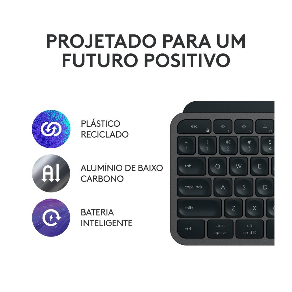 Teclado Sem Fio Logitech MX Keys S, Com Iluminação Inteligente, Bluetooth ou USB, Logi Bolt e Bateria Recarregável, Grafite - 920-011563 Teclado Sem Fio Logitech MX Keys S, Com Iluminação Inteligente, Bluetooth ou USB, Logi Bolt e Bateria Recarregável, Grafite - 920-011563