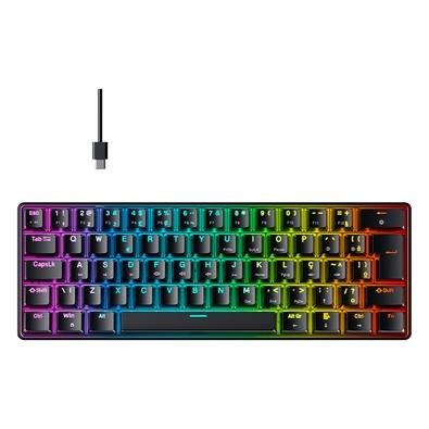 Teclado Mecânico Gamer Hyrax Thunder HCK61, RGB, Switch Red, 100% anti-ghosting, ABNT2 - HCK61B-RED-RGB