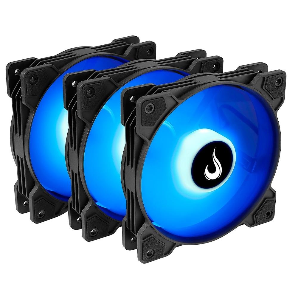 Kit com 3 Ventoinhas Rise Mode X, 120mm, Led ARGB, Preto