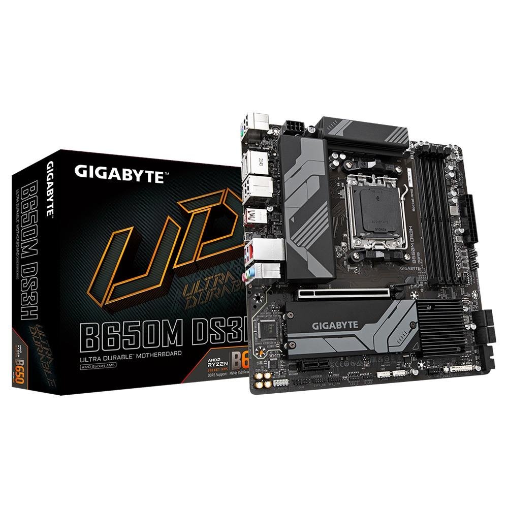 Placa-Mãe Gigabyte B650M DS3H Rev. 1.0, RGB, AMD, Micro ATX, DDR5, AM5, Preto - B650M DS3H