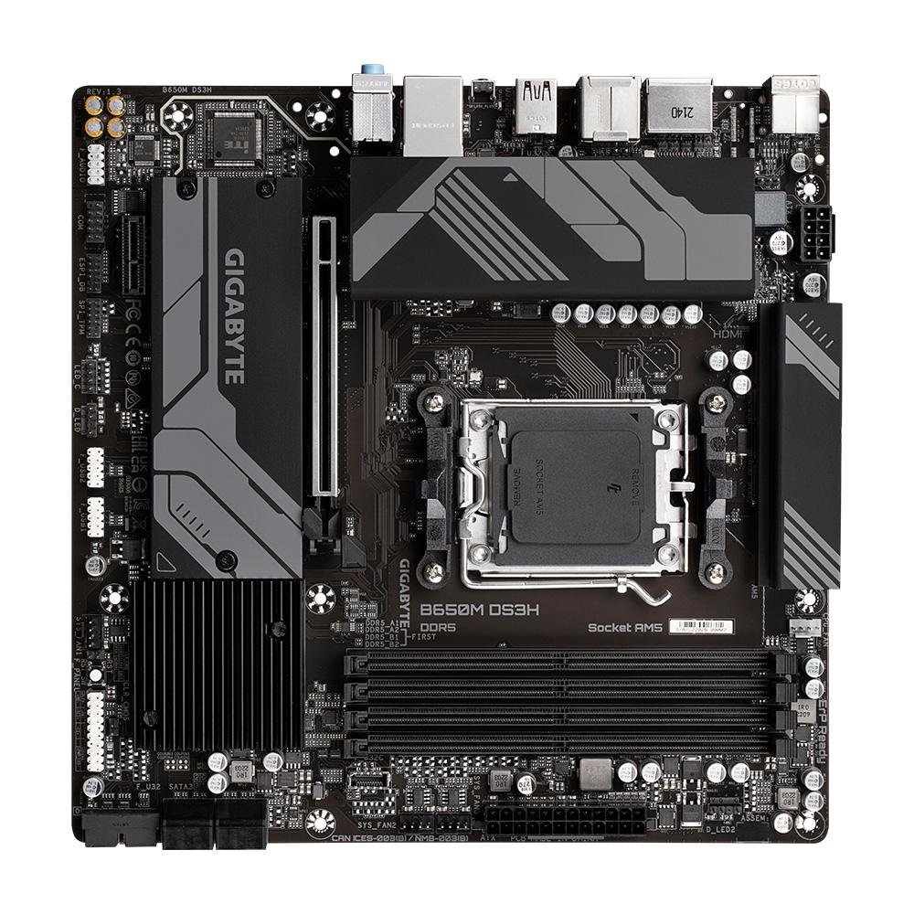 Placa-Mãe Gigabyte B650M DS3H Rev. 1.0, RGB, AMD, Micro ATX, DDR5, AM5, Preto - B650M DS3H