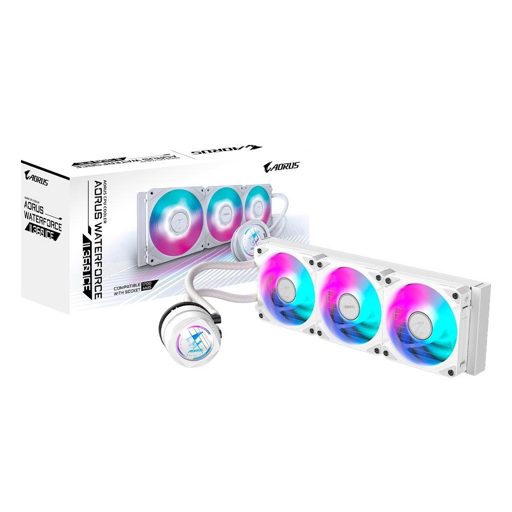 Water Cooler Gigabyte Aorus 360 ICE, RGB, 360mm, AMD/Intel, Branco - GP-AORUS WATERFORCE II 360 ICE Water Cooler Gigabyte Aorus 360 ICE, RGB, 360mm, AMD/Intel, Branco - GP-AORUS WATERFORCE II 360 ICE