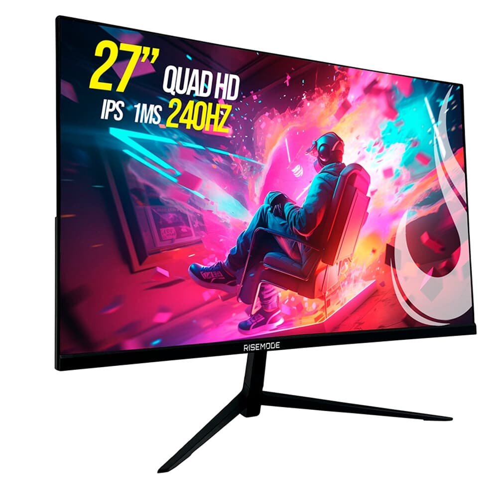 Monitor Gamer Rise Mode 27" 2K Curvo, 240hz, 1ms, IPS, Preto, HDMI e DisplayPort, sRGB 99%, Suporte Vesa - RM-MOG-27C2402K-B