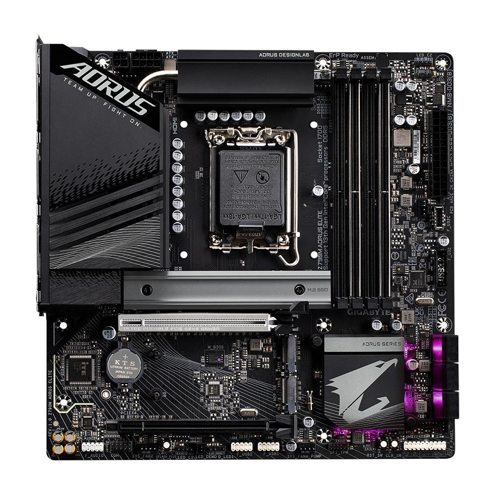 Placa-Mãe Gigabyte Z790M Aorus Elite Rev 1.1, LGA 1700, mATX, DDR5, Preto - Z790M AORUS ELITE Placa-Mãe Gigabyte Z790M Aorus Elite Rev 1.1, LGA 1700, mATX, DDR5, Preto - Z790M AORUS ELITE