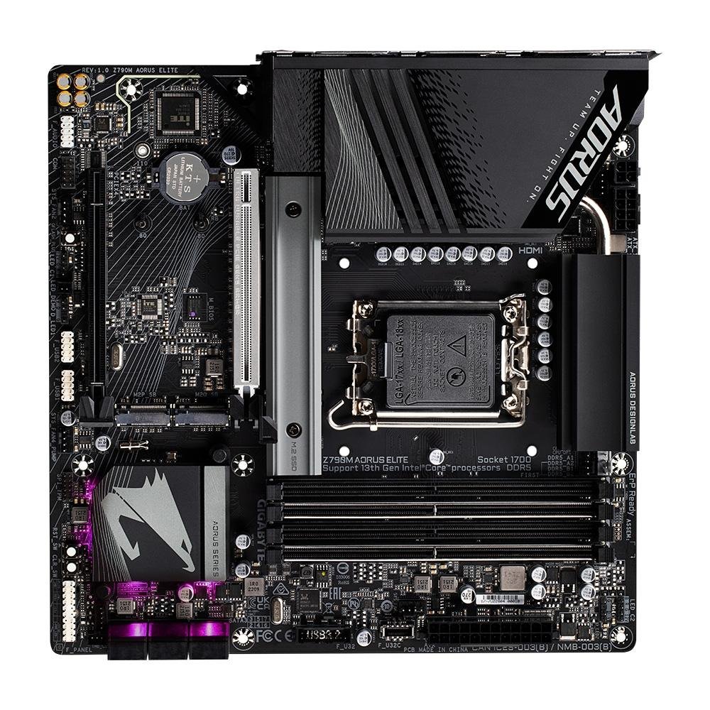 Placa-Mãe Gigabyte Z790M Aorus Elite Rev 1.1, LGA 1700, mATX, DDR5, Preto - Z790M AORUS ELITE Placa-Mãe Gigabyte Z790M Aorus Elite Rev 1.1, LGA 1700, mATX, DDR5, Preto - Z790M AORUS ELITE