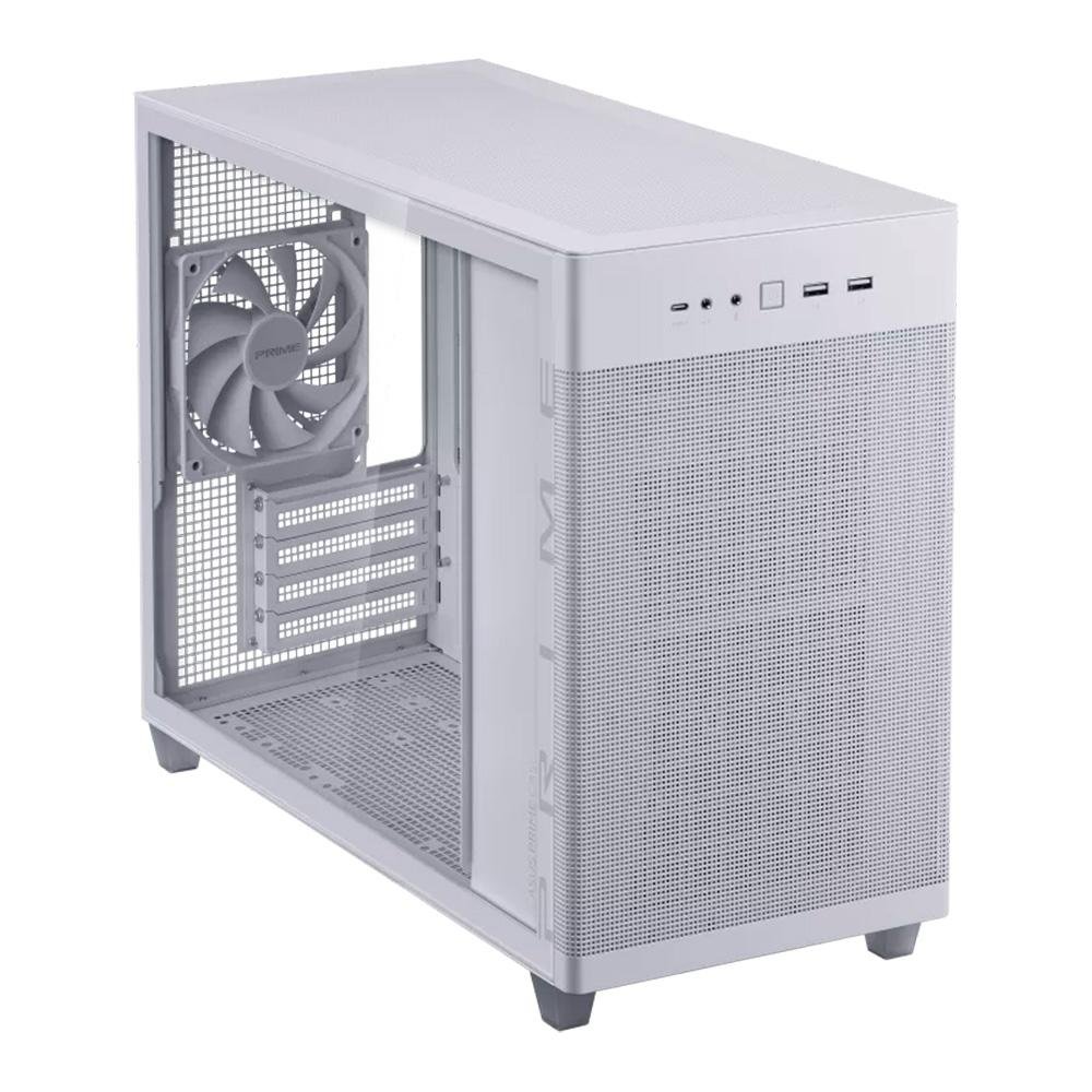 Gabinete Asus Prime AP201 Lateral em Vidro Temperado, Mini Tower, Micro-ATX, Branco - 90DC00G3-B30010