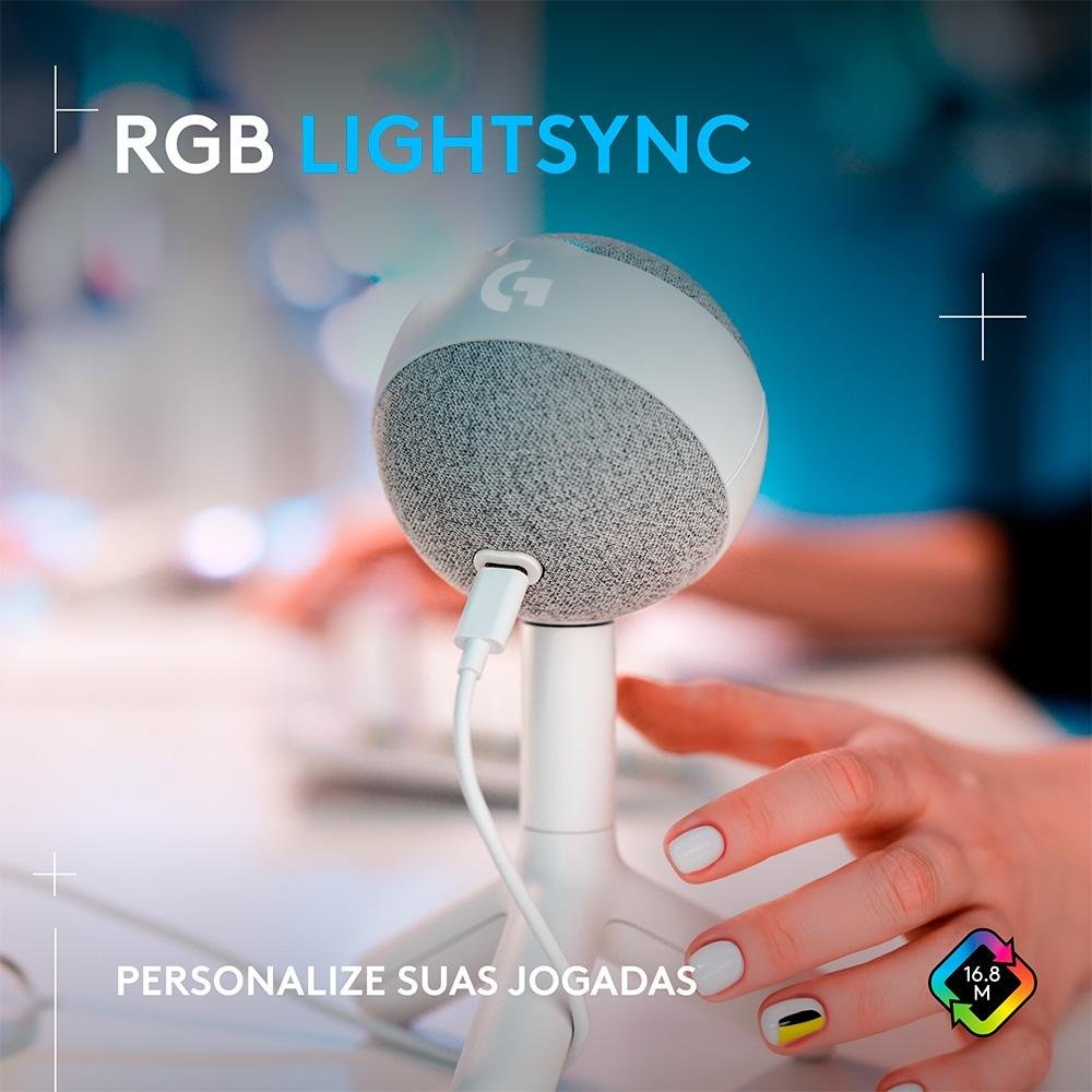 Microfone Gamer Logitech G Yeti Orb com RGB LIGHTSYNC, USB Plug and Play para Gravação de Conteúdo e Streaming, Branco - 988-000557 Microfone Gamer Logitech G Yeti Orb com RGB LIGHTSYNC, USB Plug and Play para Gravação de Conteúdo e Streaming, Branco - 988-000557
