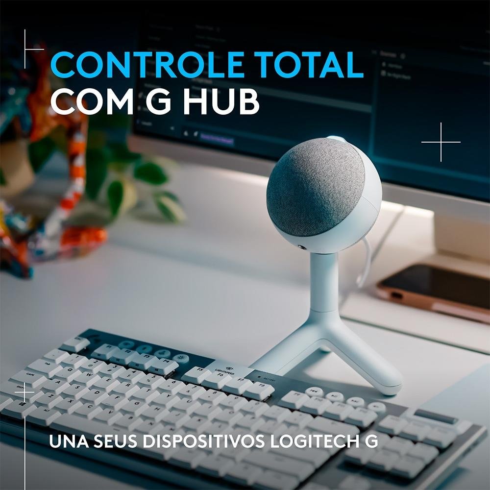 Microfone Gamer Logitech G Yeti Orb com RGB LIGHTSYNC, USB Plug and Play para Gravação de Conteúdo e Streaming, Branco - 988-000557 Microfone Gamer Logitech G Yeti Orb com RGB LIGHTSYNC, USB Plug and Play para Gravação de Conteúdo e Streaming, Branco - 988-000557