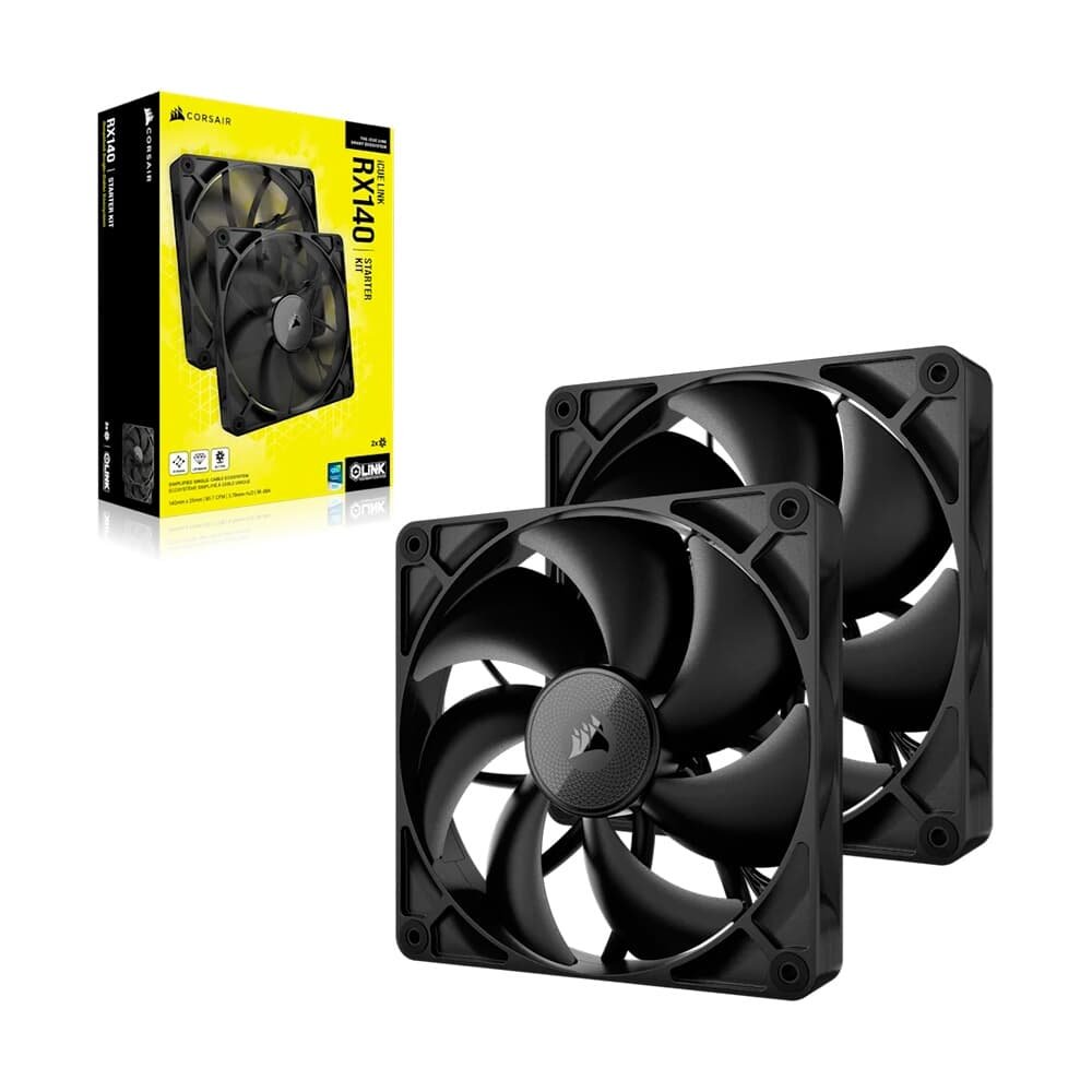 Kit com 2 Ventoinhas Corsair iCUE LINK RX140, 140mm, Preto - CO-9051012-WW