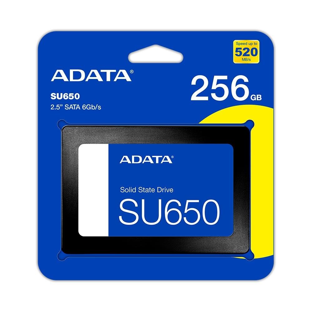 SSD Adata SU650, 256GB, SATA III, 2.5", Leitura: 540MB/s, Gravação: 450MB/s, Preto - ASU650SS-256GT-R