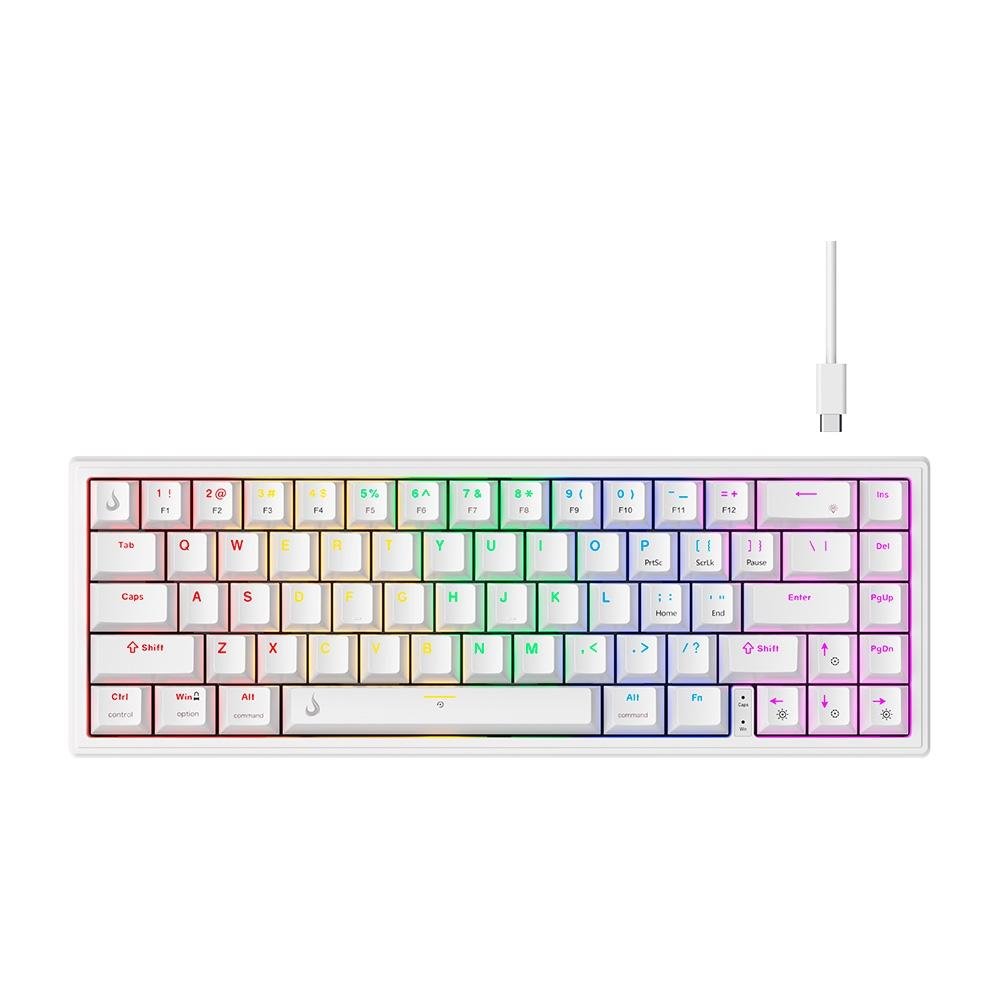 Teclado Mecânico Gamer Rise Mode GM1 Pro White, ARGB, Mini (65%), Switch Outemu Blue, USB-C, Branco - RM-TCM-GM1P-WBLUE