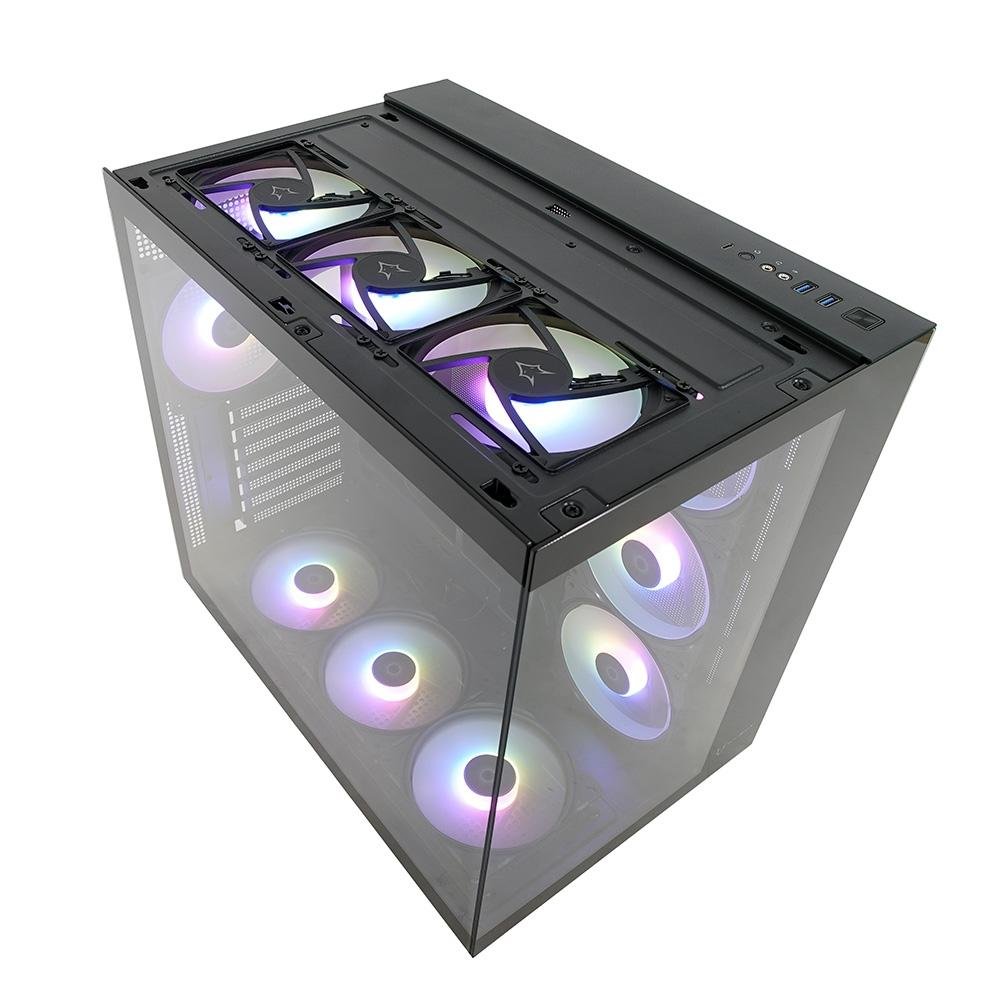 Gabinete Gamer Husky Dome 900, Mid Tower, Iluminação ARGB, ATX, Lateral e Frontal em Vidro, 10x Cooler Fan ARGB, Preto - HGN900PT Gabinete Gamer Husky Dome 900, Mid Tower, Iluminação ARGB, ATX, Lateral e Frontal em Vidro, 10x Cooler Fan ARGB, Preto - HGN900PT