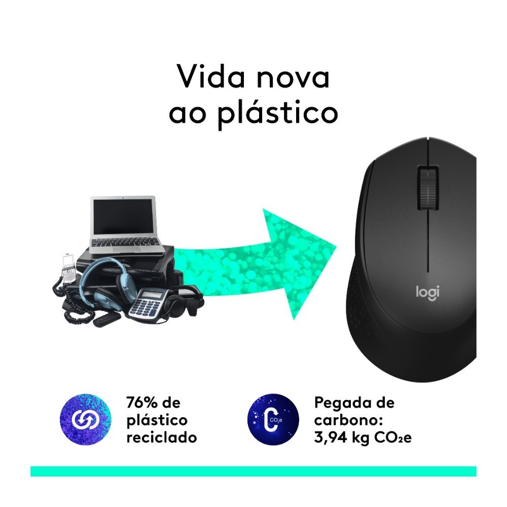 Mouse sem fio Logitech M280 com Conexão USB e Pilha Inclusa, Preto - 910-004284
