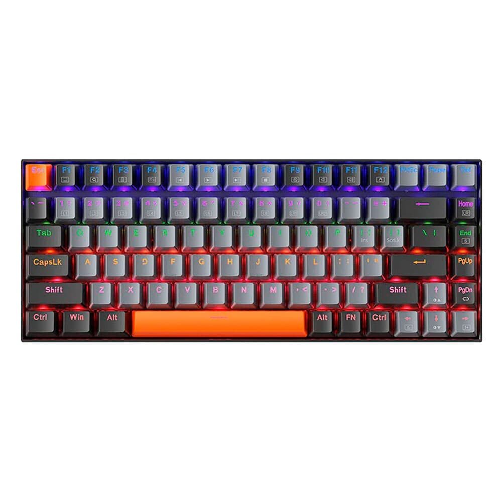 Teclado Mecânico Gamer Machenike Cinza Escuro/Lanranja K500A-B84 Switch Red 84 teclas - 81% Compact Wired - USB/USB-C com fio removível