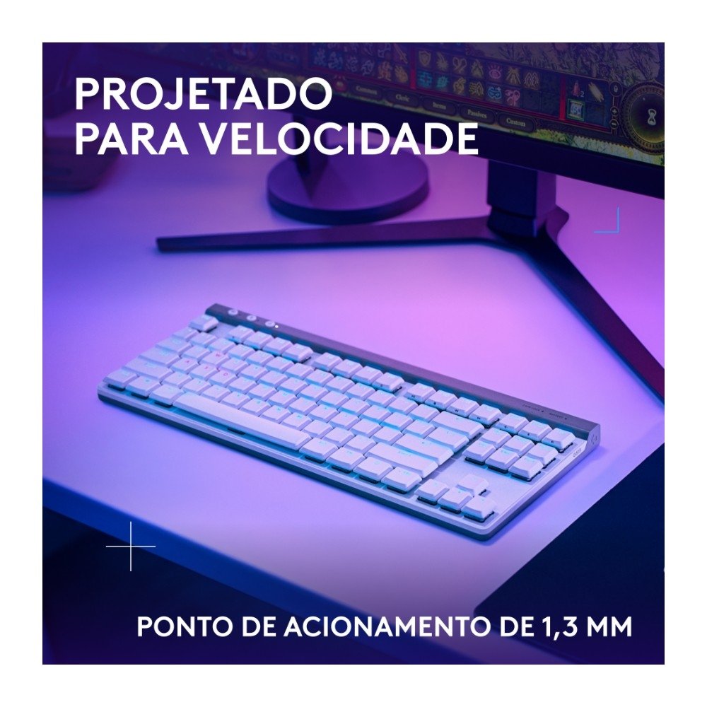 Teclado Sem Fio Mecânico Gamer Logitech G515, RGB, Bluetooth, com Design TKL,Tecnologia Lightspeed, Branco - 920-012535 Teclado Sem Fio Mecânico Gamer Logitech G515, RGB, Bluetooth, com Design TKL,Tecnologia Lightspeed, Branco - 920-012535