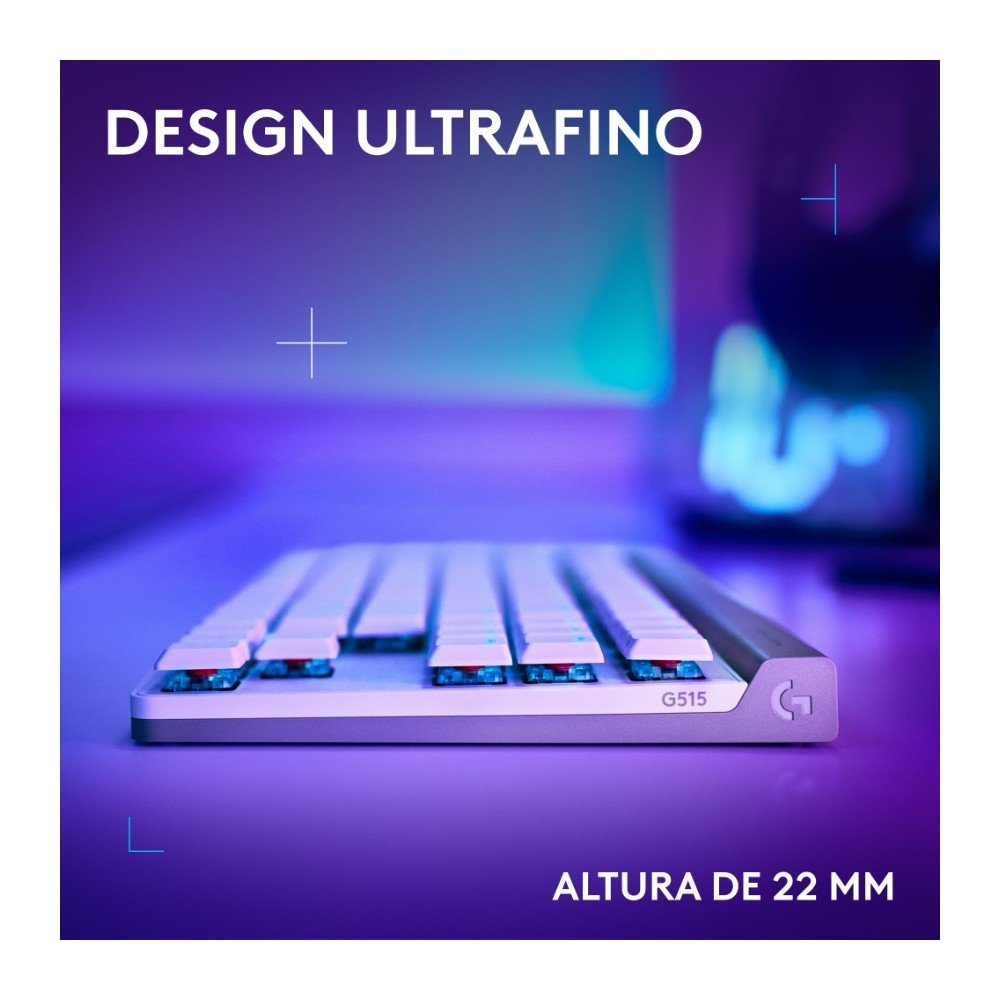 Teclado Sem Fio Mecânico Gamer Logitech G515, RGB, Bluetooth, com Design TKL,Tecnologia Lightspeed, Branco - 920-012535 Teclado Sem Fio Mecânico Gamer Logitech G515, RGB, Bluetooth, com Design TKL,Tecnologia Lightspeed, Branco - 920-012535