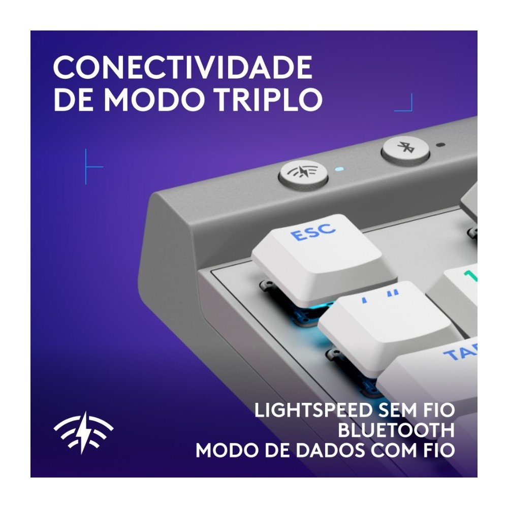 Teclado Sem Fio Mecânico Gamer Logitech G515, RGB, Bluetooth, com Design TKL,Tecnologia Lightspeed, Branco - 920-012535 Teclado Sem Fio Mecânico Gamer Logitech G515, RGB, Bluetooth, com Design TKL,Tecnologia Lightspeed, Branco - 920-012535