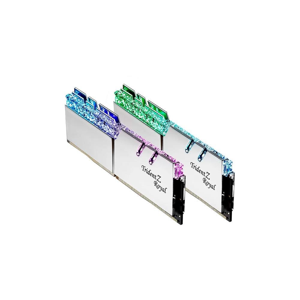 Memória RAM G.Skill Trident Z Royal Series RGB 32GB (2x16GB), DDR4, 3200MHz, CL16, Intel XMP, Branco - F4-3200C16D-32GTRS Memória RAM G.Skill Trident Z Royal Series RGB 32GB (2x16GB), DDR4, 3200MHz, CL16, Intel XMP, Branco - F4-3200C16D-32GTRS