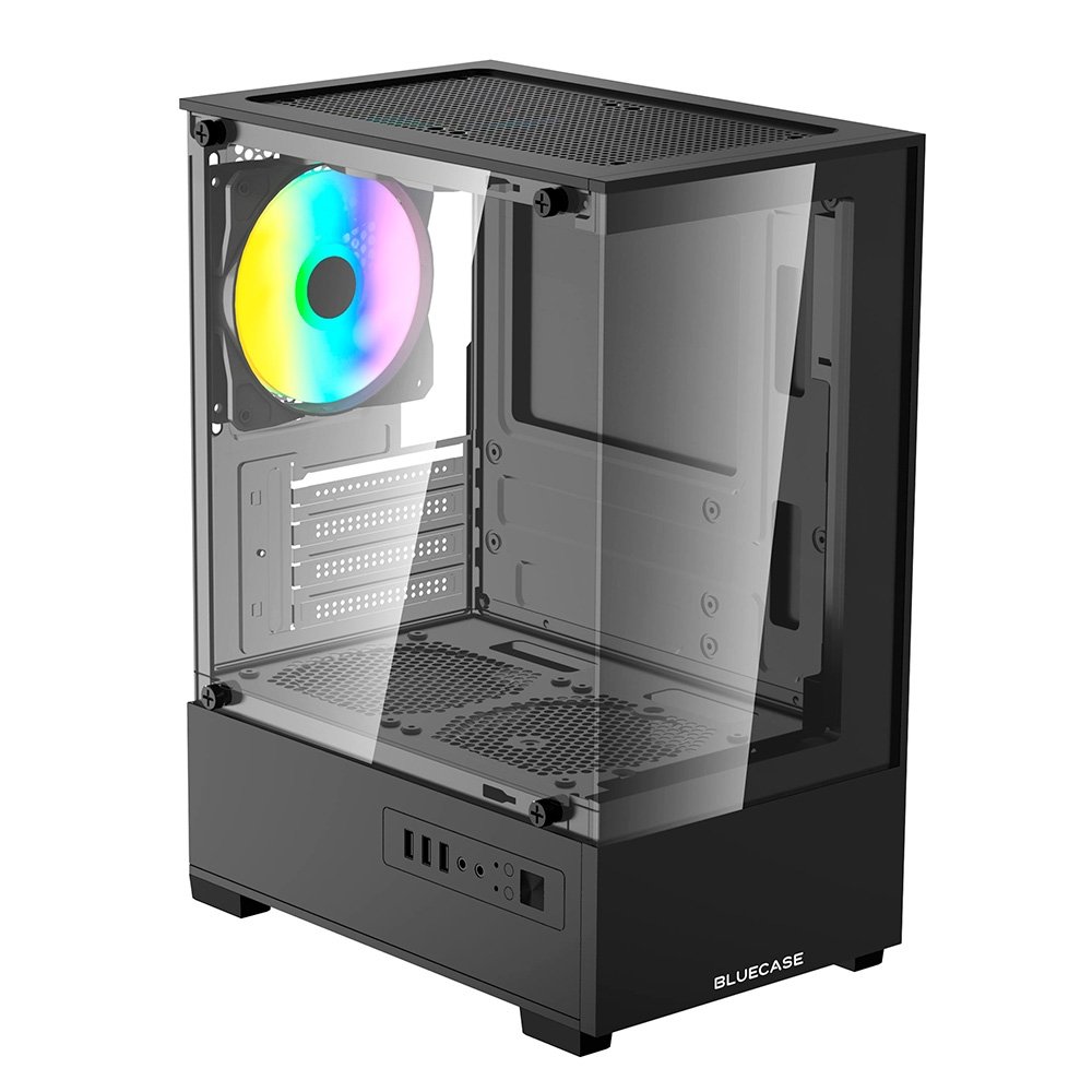 Gabinete Gamer Bluecase BG-055 HIT PRO, Mid tower, Micro ATX e Mini ITX, 3XFAN Rainbow, Frente e lateral em vidro, Preto - BG-055BBX Gabinete Gamer Bluecase BG-055 HIT PRO, Mid tower, Micro ATX e Mini ITX, 3XFAN Rainbow, Frente e lateral em vidro, Preto - BG-055BBX