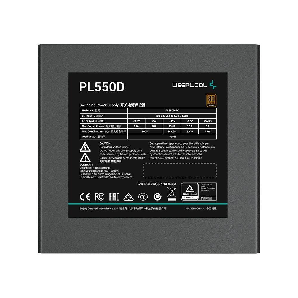 Fonte Gamer Deepcool Pl550D Wo V2, 550W, 80 Plus Bronze, Sem Cabo, Preto - R-PL550D-FC0B-WO-V2