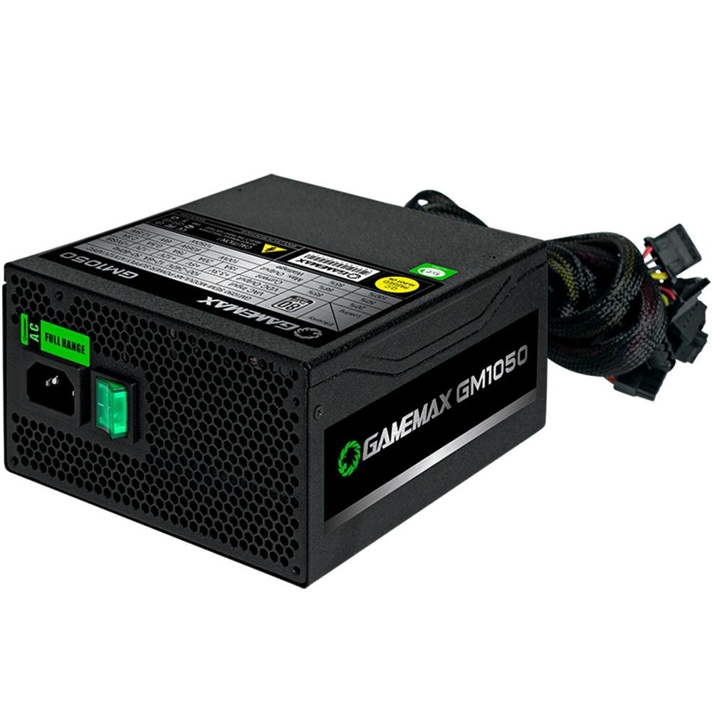 Fonte Gamemax, 1050W, 80 Plus Silver, Semi Modular, PFC Ativo, Com Cabo, Preto - GMX GM1050 Fonte Gamemax, 1050W, 80 Plus Silver, Semi Modular, PFC Ativo, Com Cabo, Preto - GMX GM1050