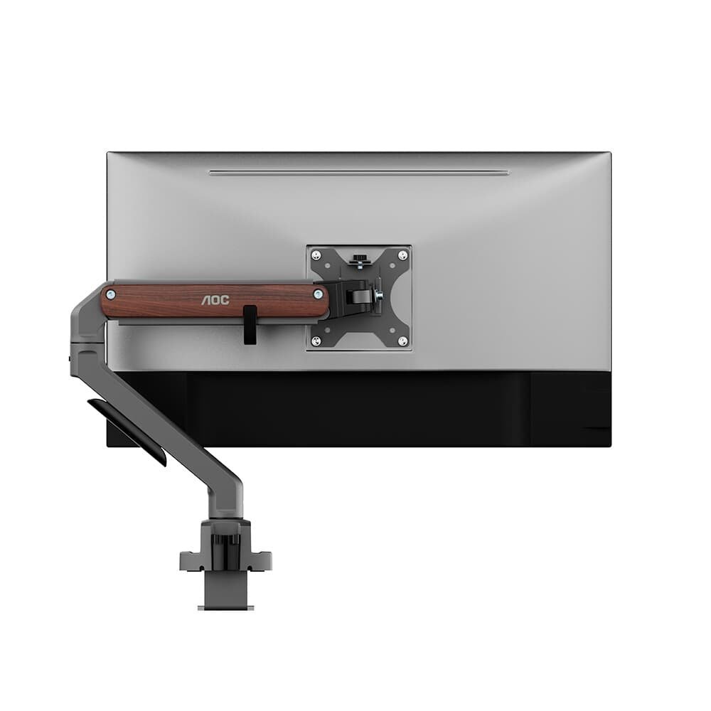 Suporte de Mesa para Monitor de 17" a 32" AOC AM200, Ajustes com Mola Mecânica, Cinza e Madeira - AM200H3