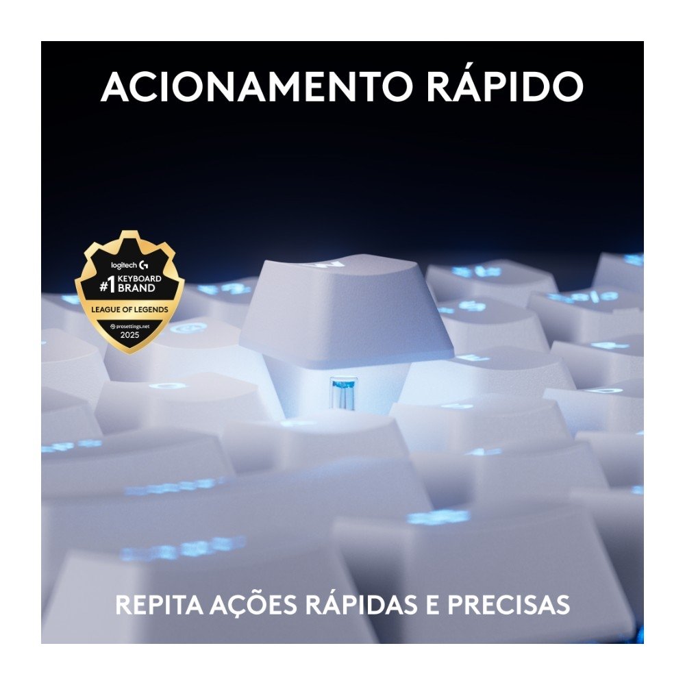 Teclado Gamer Logitech G PRO X TKL RAPID, Switches Magnético-analógicos, Modo Rapid Trigger, Layout US, Branco - 920-013132 Teclado Gamer Logitech G PRO X TKL RAPID, Switches Magnético-analógicos, Modo Rapid Trigger, Layout US, Branco - 920-013132